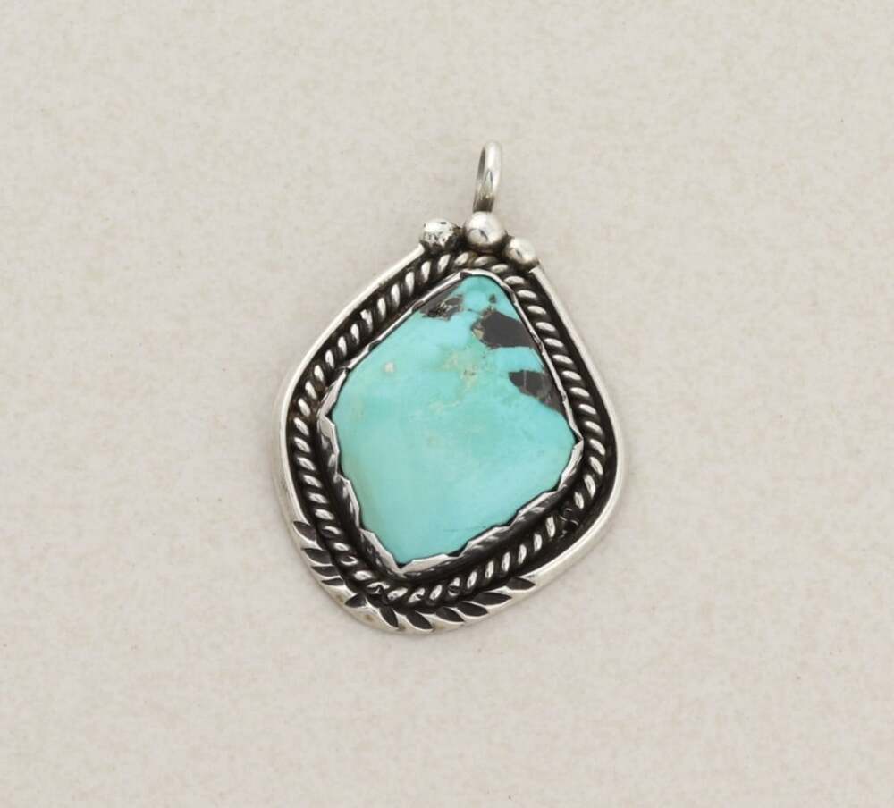 Sterling Silver Turquoise Pendant 1 3/4" x 1 1/8" inch